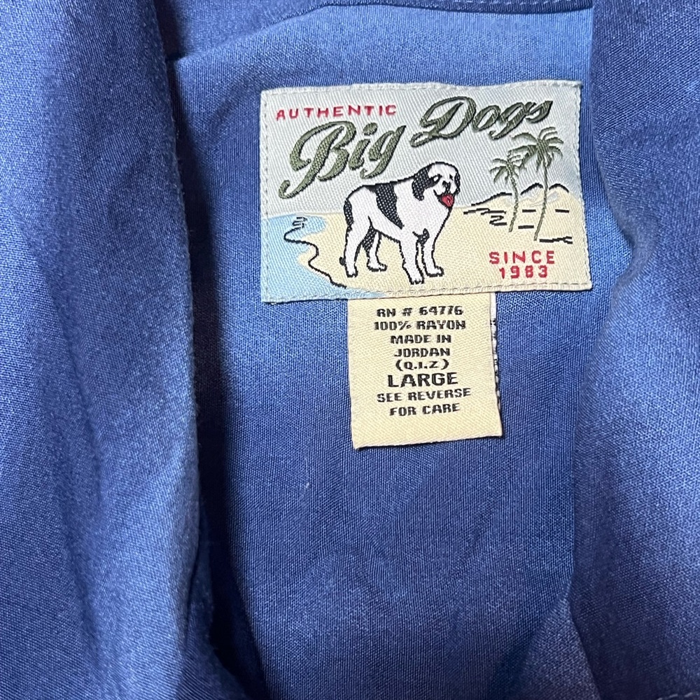 Big Dogs Vintage Hawaiian Shirt Tropical Beach Car Graphic Blue Large - Picture 2 of 12